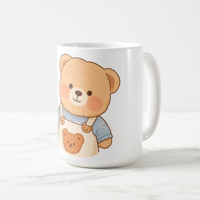 Mug Cute Fluffy Teddy Bear Sticker – Adorable Kawaii (Devant droit)