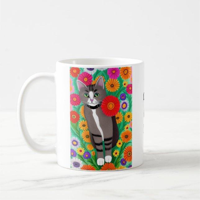 Mug Cute Folk Art Chat | Juste une fille qui aime les  (Gauche)