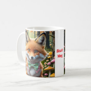 Mug Cute Fox avec arc vert et rose