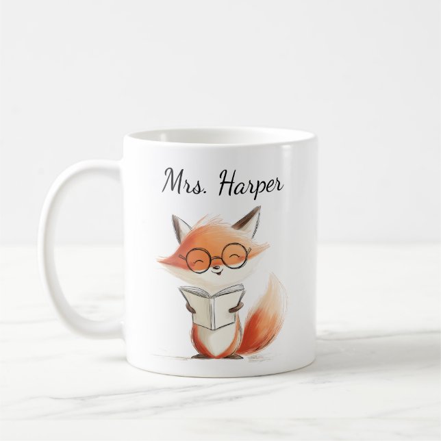 Mug Cute Fox Teacher Reading (Gauche)