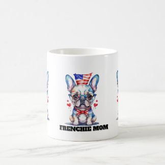 Mug Cute French Bulldog American Flag with Hearts