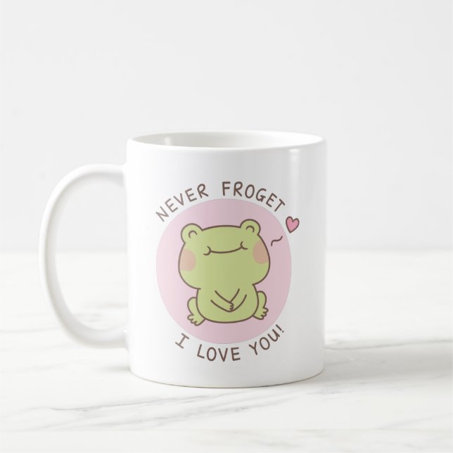 Mug Cute Frog Love Pun Jamais Frogret Je t'aime (Gauche)