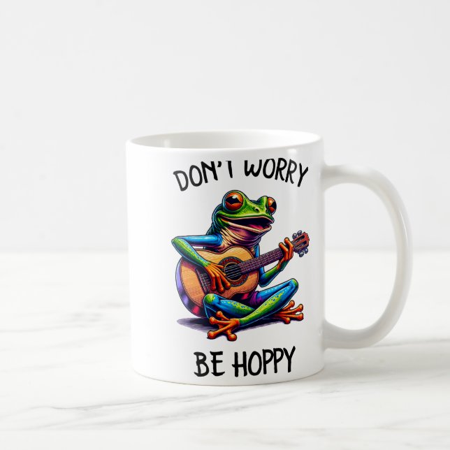 Mug Cute Frog Playing A Guitar Dont Worry Be Hoppy _2  (Droite)