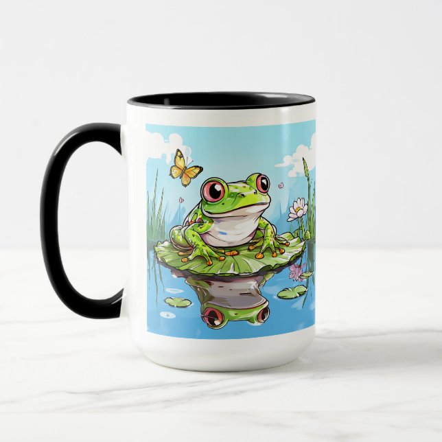 Mug Cute Frog sur un Lily Pad Cute Personnalisé (Gauche)