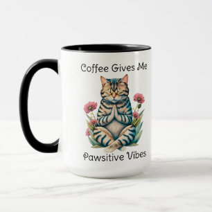Mug Cute Funny Yoga Chat Floral Serenity Café Lover