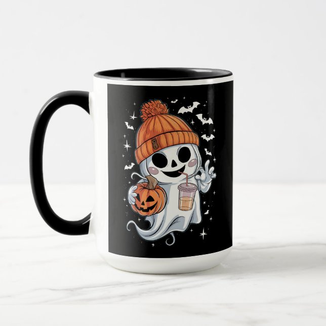 Mug Cute Ghost Boire Café Halloween Café glacé (Gauche)