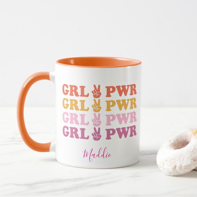 Mug Cute Girl Power Peace Sign (Avec donut)