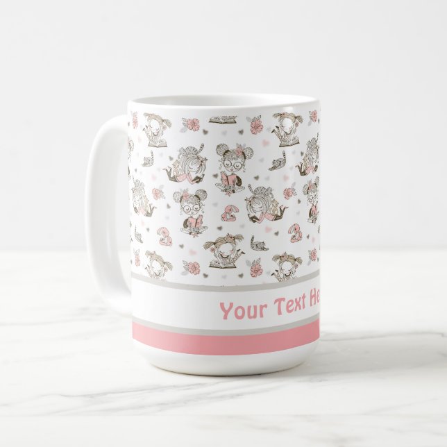 Mug Cute Girls Lecture Livres Idées Cadeaux (Devant gauche)