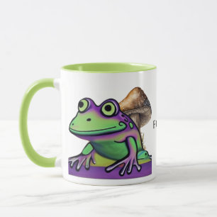 Mug Cute grenouille et champignon. Nom modifiable