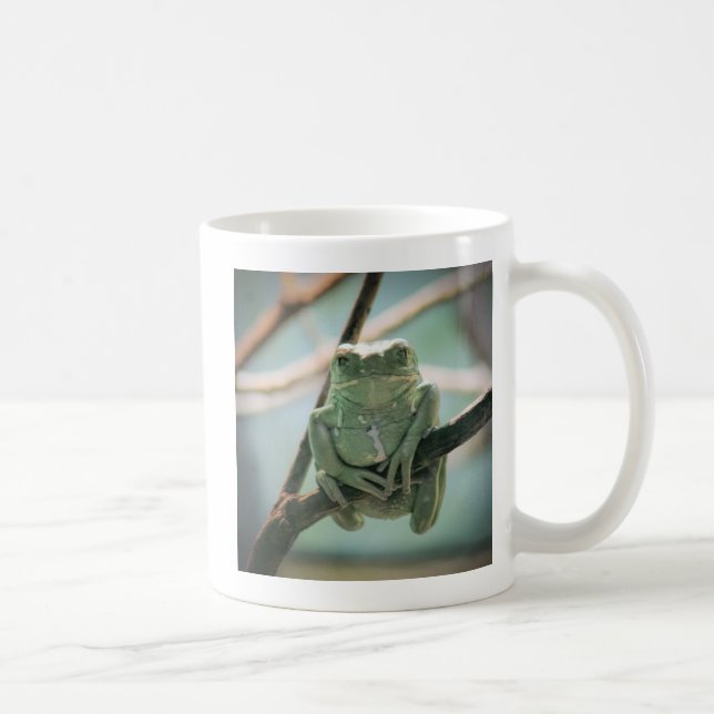 Mug Cute grenouille verte assise sur une branche (Droite)