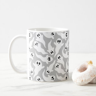Mug Cute Halloween Ghost Motif Grey