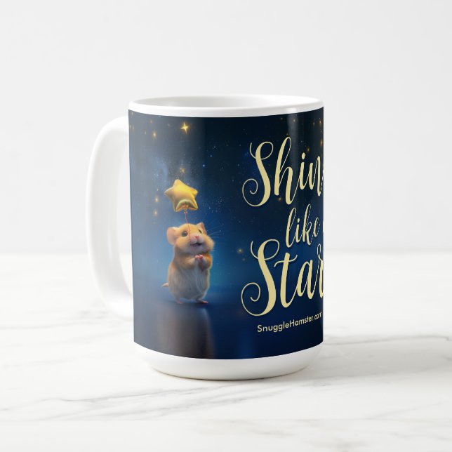 Mug Cute Hamster avec texte Briller comme une étoile (Devant gauche)