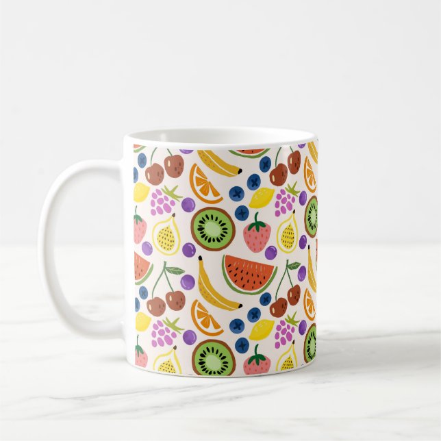 Mug Cute Hand-drawn Doodle Fruits Seamless Pattern (Gauche)