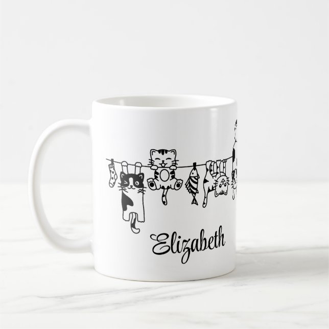 Mug Cute Hanging Kittens Nom personnalisé (Gauche)