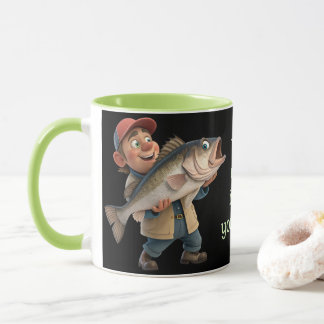 Mug Cute/Happy Fisherman avec un Big Fish Magic Café