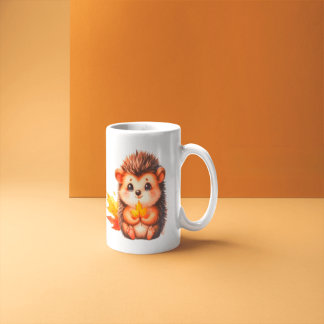 Mug Cute hedgehog withe autum leaf