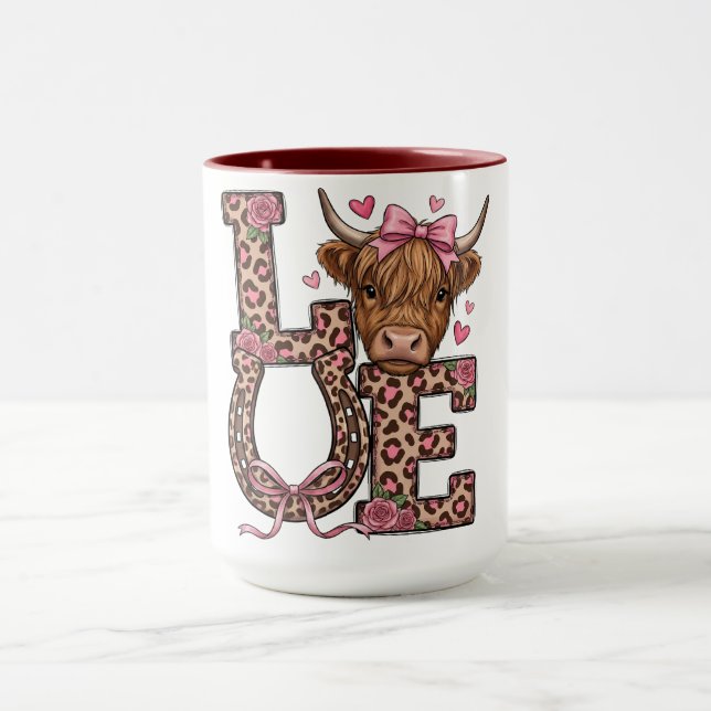 Mug Cute Highland Cow Valentine Love (Centre)
