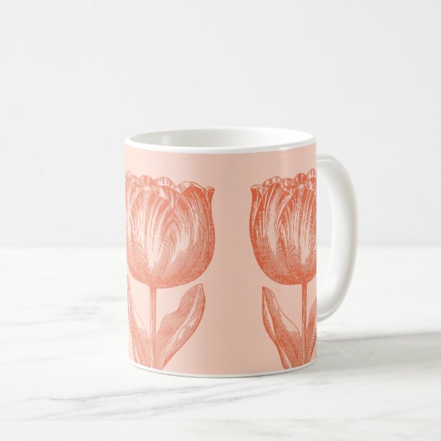 Mug Cute Hollandaise Tulipe Floral Dessin rose Orange  (Devant droit)