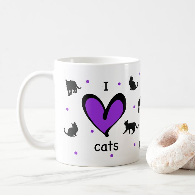 Mug Cute I Love Chats Motivés (Avec donut)