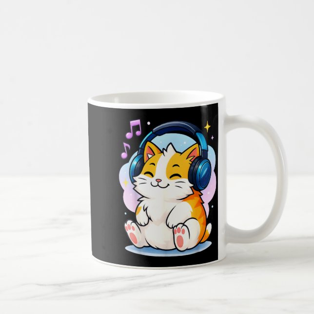 Mug Cute Kawaii Cat Neko Funny Music Kitten Lover K-p  (Droite)
