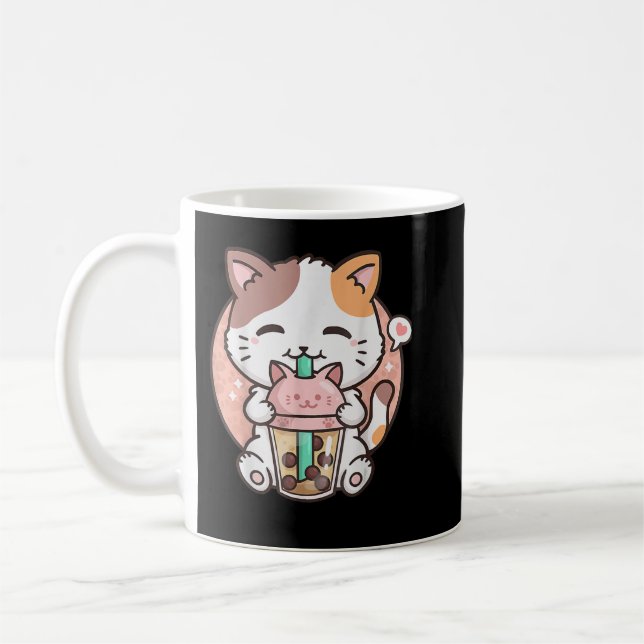 Mug Cute Kawaii Chat Boba Bubble Thé Lait Anime Neko K (Gauche)