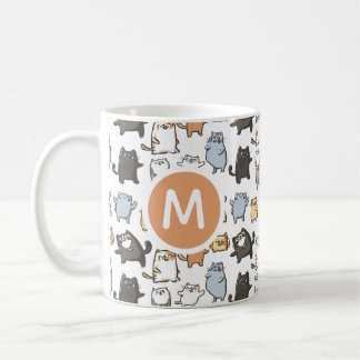 Mug Cute Kawaii Chubby Cartoon Cat Seamless Pattern Ar