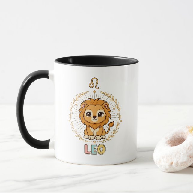 Mug Cute Kawaii Leo Zodiac Sign (Avec donut)
