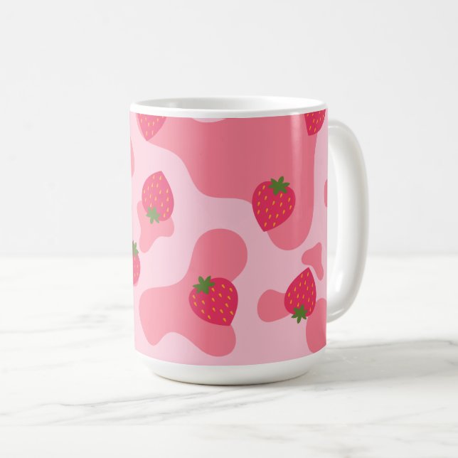 Mug Cute Kawaii Motif de la vache fraise (Devant droit)