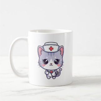 Mug Cute Kawaii Nurse Cat Art