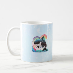 Mug Cute Kawaii Orca Killer Whale Rainbows Papillons