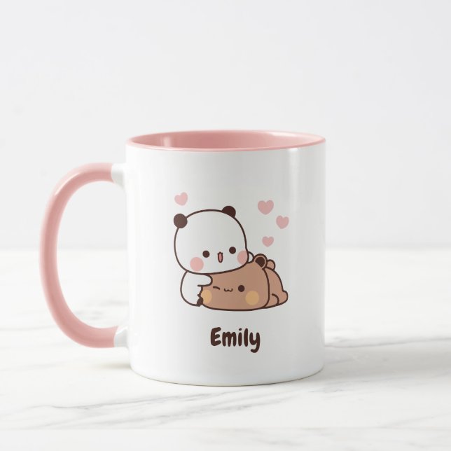 Mug Cute Kawaii Panda | Personnalisé Ajoutez votre nom (Gauche)