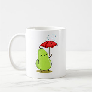Mug Cute Kawaii Pear avec un parapluie