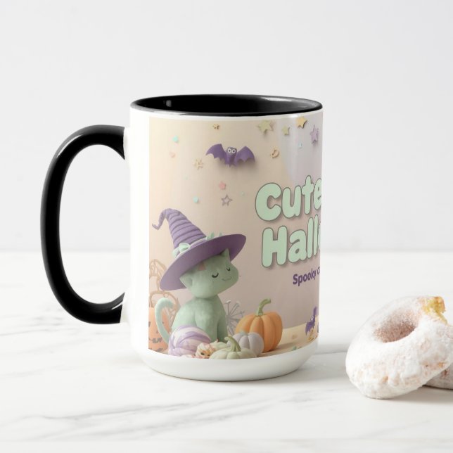 Mug 🧡 ✨ “Cute & Kind Halloween” Collection 🎃🌿 (Avec donut)