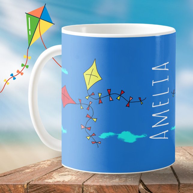 Mug Cute Kite Dessin Cloud Nom des enfants (Créateur téléchargé)
