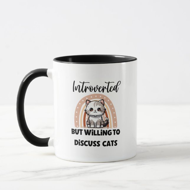 Mug Cute Kitten Boho Rainbow "Introverted" Graphic (Gauche)