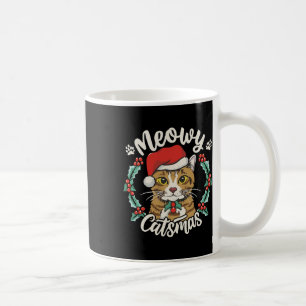 Mug Cute Kitten Chat Noël Santa Hat Meowy Catmas W