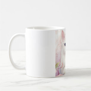 Mug Cute Kitty Blanc Et Fleurs Roses