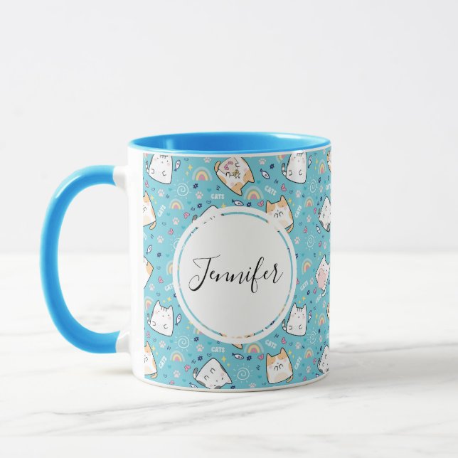 Mug Cute Kitty Chat Motif Whimsical (Gauche)