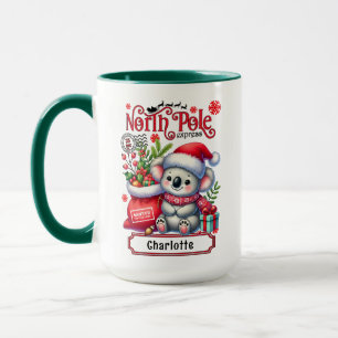Mug Cute Koala Chirstmas Nom personnalisé