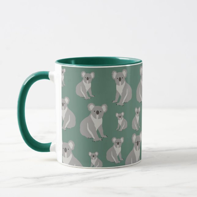 Mug Cute Koala Eucalyptus Motif vert (Gauche)
