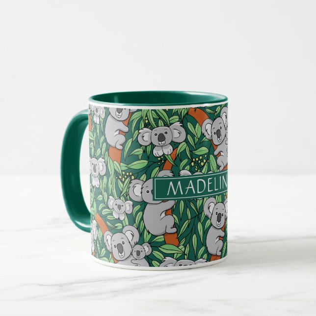 Mug Cute Koala Motif personnalise Hunter Green (Devant gauche)