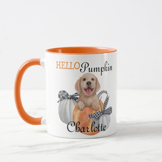 Mug Cute Lab Chien Chien Chien Gris Orange Plaid Bonjo (Gauche)