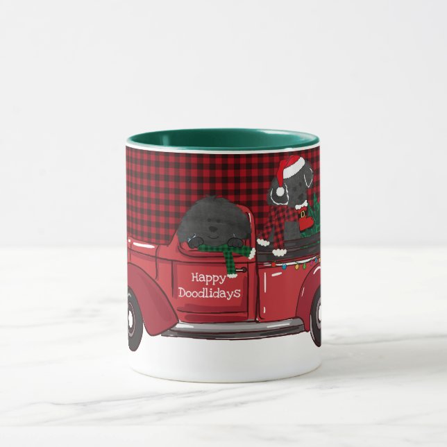 Mug Cute Labradoodles Camion de Noël Rouge (Centre)