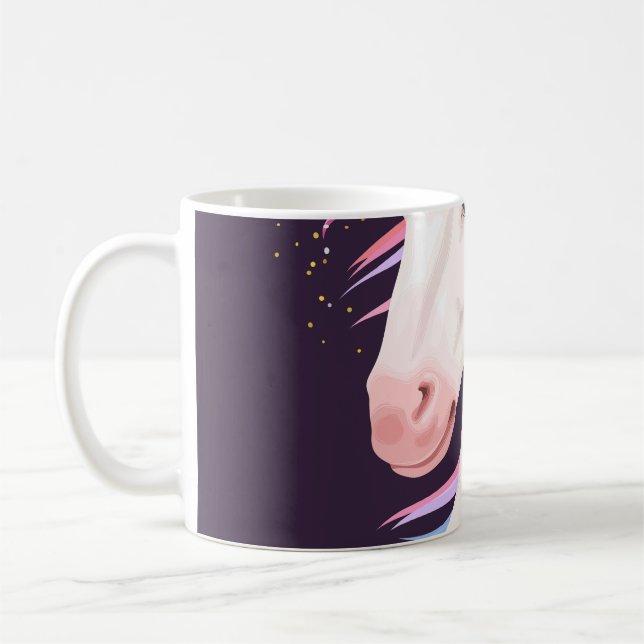 Mug Cute licorne, illustration de corne dorée. (Gauche)