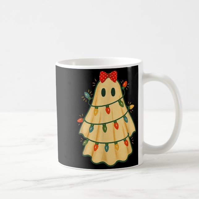 Mug Cute Lit Ghost Christmas Tree Funny Gift Halloween (Droite)