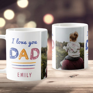 Mug Cute Love you Papa Photo Typography Colorée  