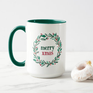 Mug Cute Main Levée Wreath Joyeux Noël