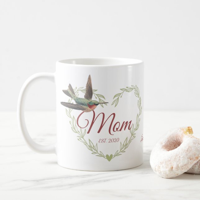 Mug Cute Maman Coeur Coeur Colibri Sage Green Coffee M (Avec donut)