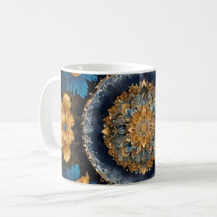 Mug Cute Mandala Design sur arrière - plan bleu avec o