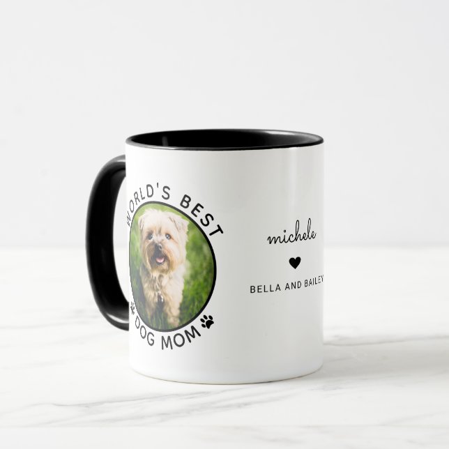 Mug Cute Meilleur Chien Maman Deux Photo Typographie m (Devant gauche)